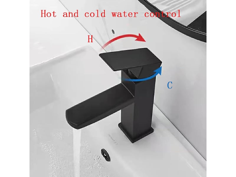 Robinet de salle de bain en acier inoxydable noir, avec alimentation en eau chaude et froide, et amovible HRC0000414TBY - Conforama E