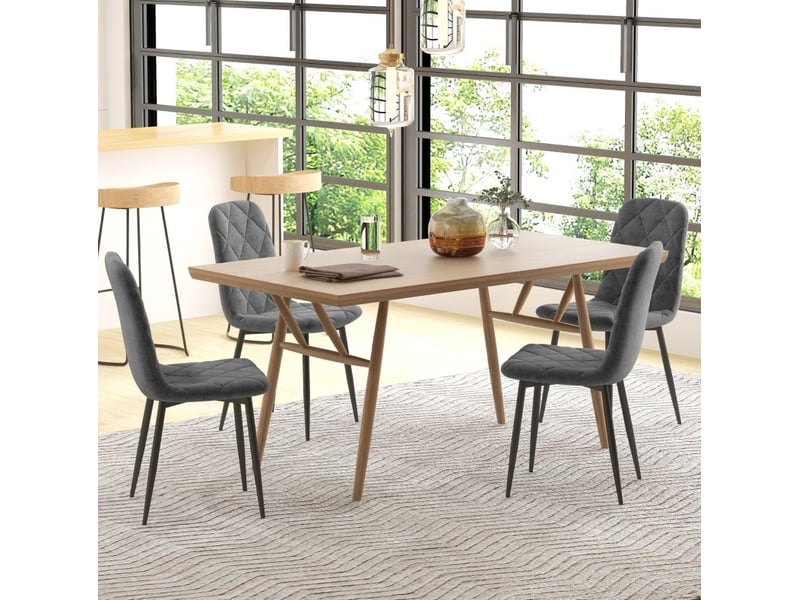  Chaises de salle à manger 45x54x87 cm lot de 4 avec dossier aspect velours métal gris  - Conforama B