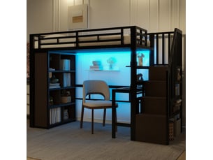 Lit mezzanine 90x200 cm <strong>MODENUIT </strong>  <strong></strong> coloris noir