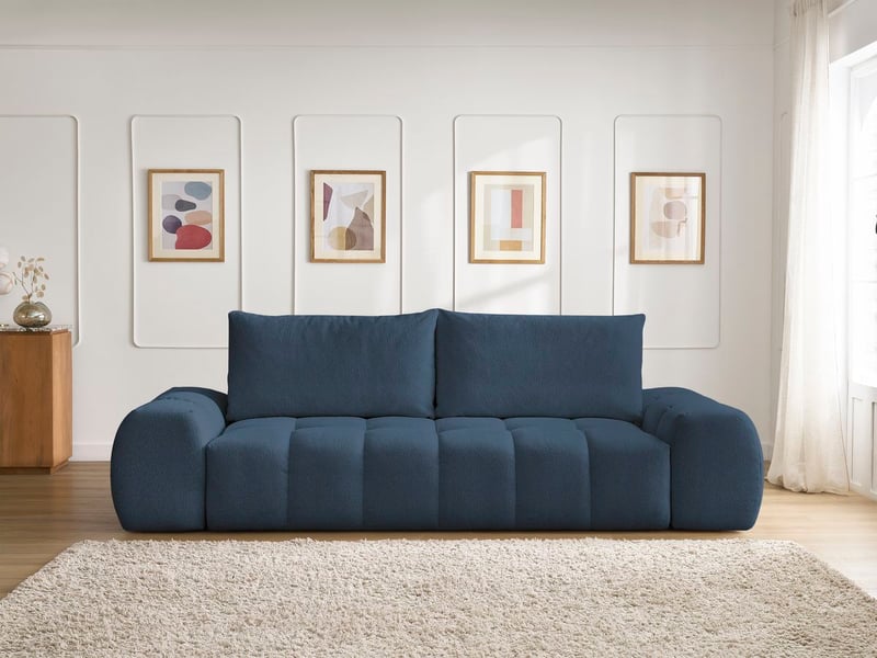  Bobochic canapé droit fixe 3 places everest tissu chiné bleu foncé EVEREST - Conforama D