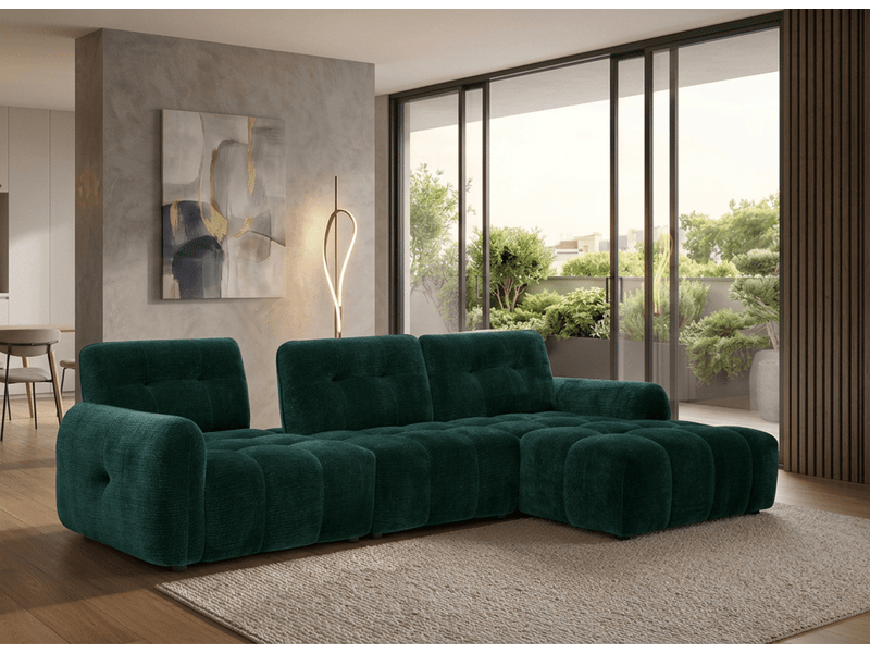  Canapé d'angle en velours tissé vert sapin avec dossier réglable adonis - angle droit KF8618-2M-VERSAP - Conforama C