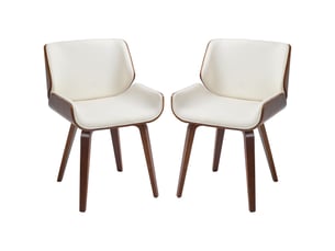 Lot de 2 chaises de salle à manger style vintage assise revêtement synthétique 54 x 53 x 81 cm blanc marron