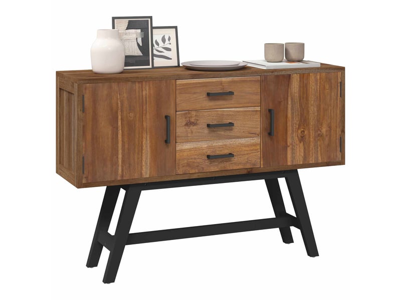  Meuble tv - banc tv - meuble de rangement 110 x 30 x 75 cm naturel bois de teck massif  - Conforama C