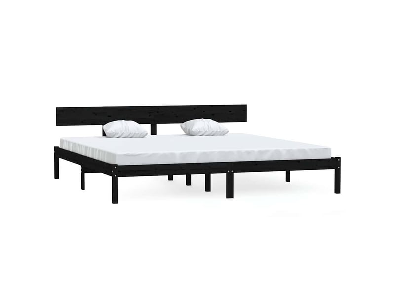  Lit double- lit adulte -  cadre de lit sans matelas noir bois massif  - Conforama A