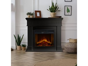 Cheminée électrique sur pied cambridge avec effet flamme 110 x 100 x 36 cm en bois noir
