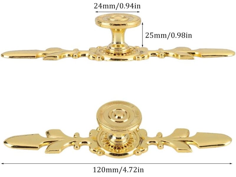  Lot de 4 plaques de base de poignées dorées de style vintage, poignées pour tiroirs de meubles, commodes et armoires à vêtements  - Conforama B