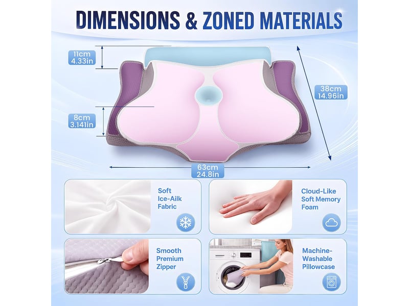 Coussin de nuque en mousse à mémoire de forme 2 en 1 - oreiller ergonomique avec 2 hauteurs et housse rafraîchissante - Conforama C