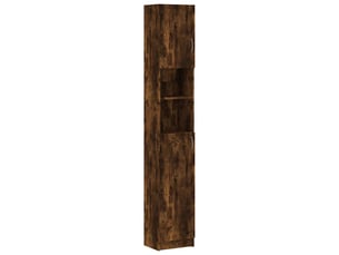 Armoire de bain, cabinet de salle de bain chêne fumé 32x25,5x190 cm bois d'ingénierie cf64975