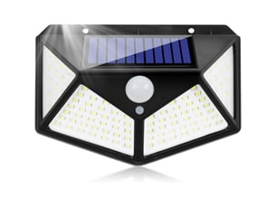 Eclairage solaire mural hiba detecteur de mouvement 100 cob led ip65 3 modes noir
