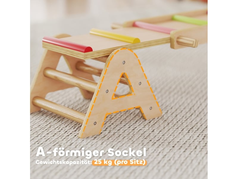  Bascule enfant 2-en-1 133x38x24 cm bois multicolore  - Conforama C