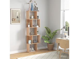 Étagère en forme de s à 5 niveaux pour salon, chambre, bureau, 24 x 60 x 184,5 cm, naturelle