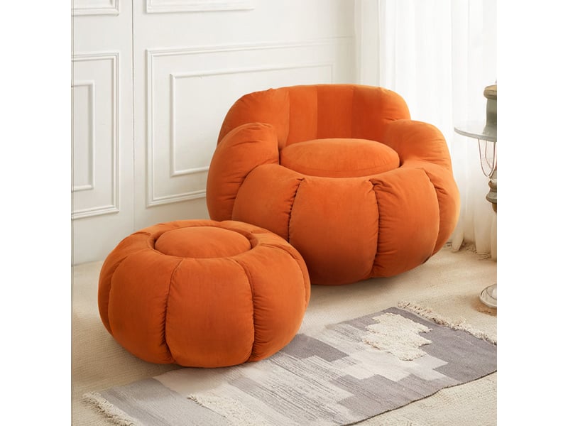  Table ronde vercart pumpkin orange 85 cm polyester - hauteur 43 cm  - Conforama D