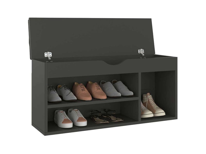  Banc à chaussures, meuble à chaussures et coussin gris 104x30x49cm bois d'ingénierie  - Conforama C