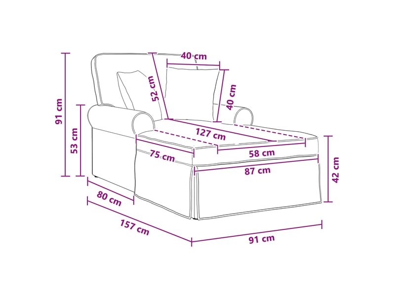  Vidaxl chaise lounge avec jupe avec coussin noir 157 x 91 x 91 cm ares  - Conforama C