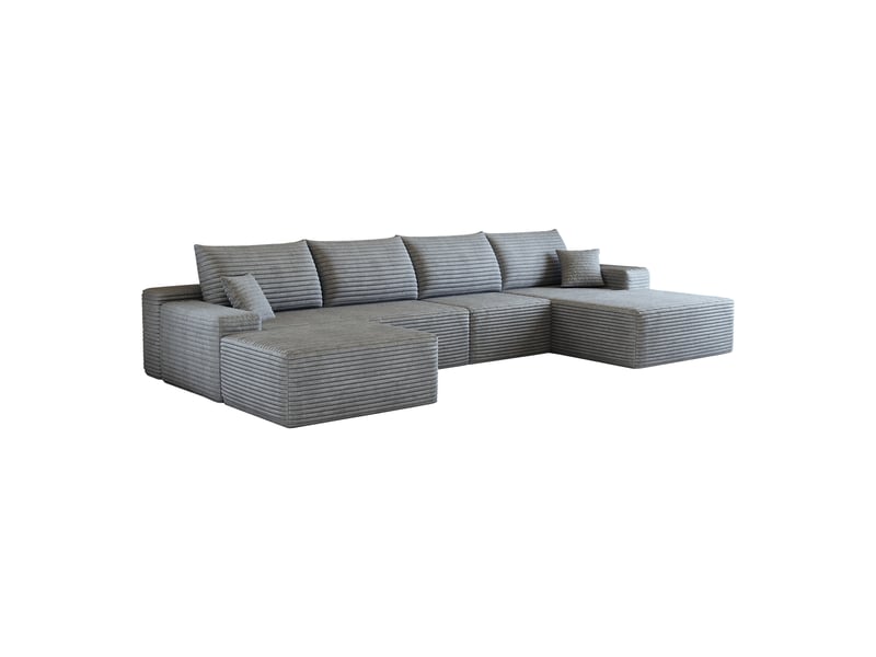 Canapé d’angle modulable 340 x 175 x 83 cm 4 places avec pouf, méridienne en l, assise profonde, sans montage, canapé compressé, gris Bliss Lite - Conforama A