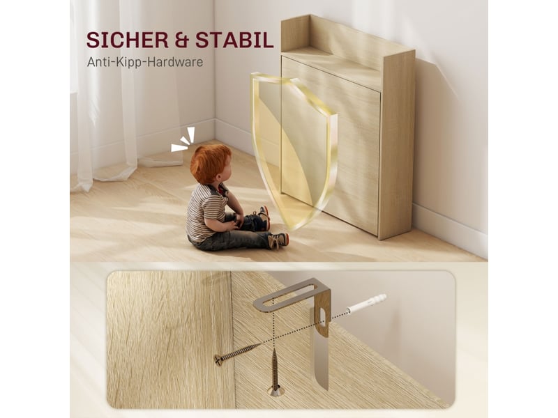  Table extensible avec 3 étagères et plateau rabattable, style industriel, pour cuisine et salle à manger, chêne  - Conforama E