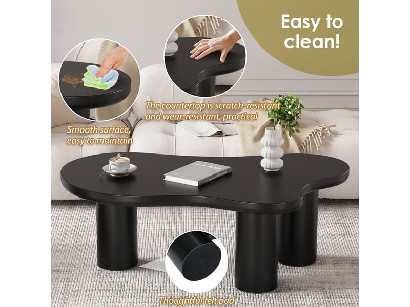  Table basse forme nuage irrégulière plateau en mdf pieds en pvc protection en feutre  - Conforama D