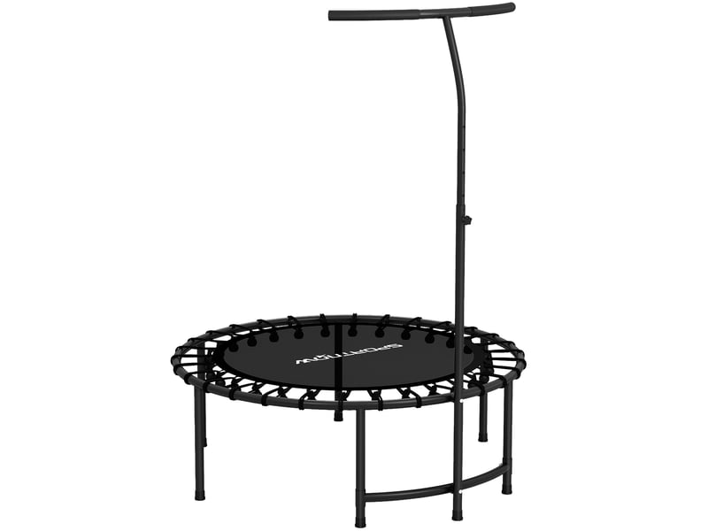  Trampoline de fitness avec cordes élastiques, poignée réglable 5 positions, capacité 100 kg, acier, ø102x132cm, noir  - Conforama A