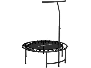 Trampoline de fitness avec cordes élastiques, poignée réglable 5 positions, capacité 100 kg, acier, ø102x132cm, noir