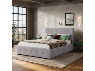 Lit avec rangement 140x200 cm ULEVR   coloris gris