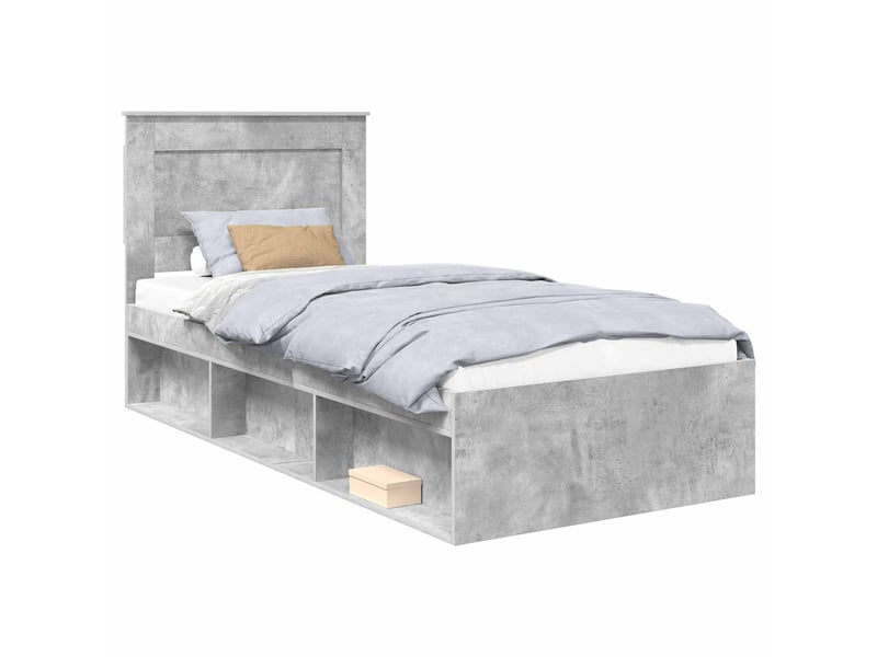  Lit simple- lit adulte -  cadre de lit avec tiroir uni gris béton 100 x 200 cm pin massif  - Conforama A