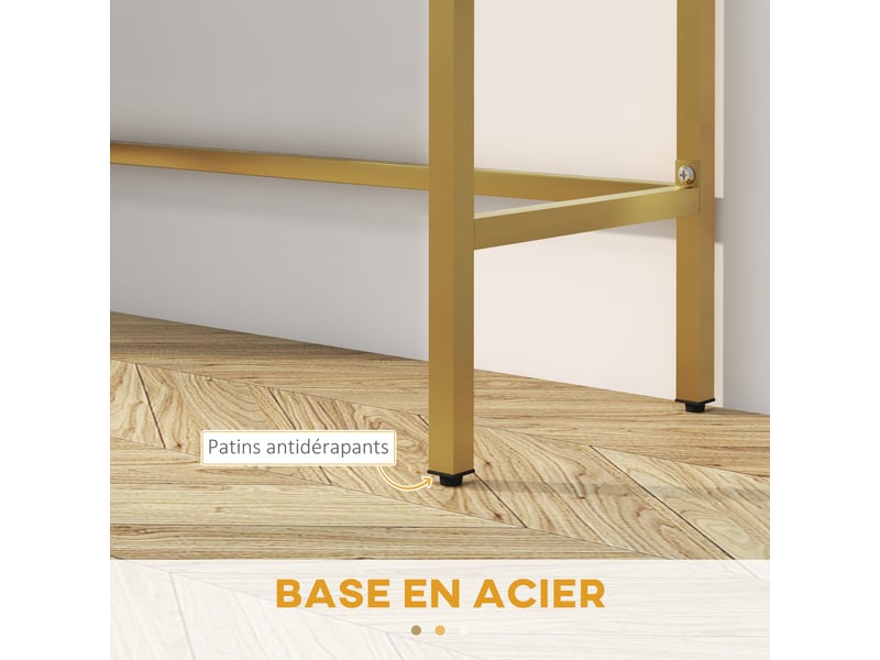  Table console console meuble avec 2 tiroirs base en acier avec pieds antidérapants blanc 80 x 31,5 x 75 cm  - Conforama R