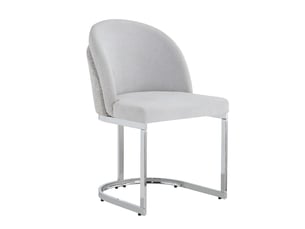 Lot de 4 chaises de salle à manger en tissu chenille gris clair et métal argenté