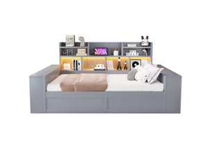 Lit simple 90x200 cm    coloris gris