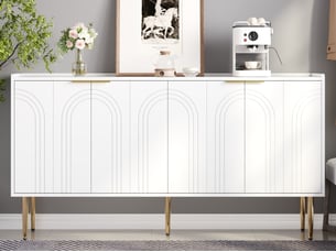 Buffet moderne minimaliste, 4 portes, pieds métalliques, meuble de rangement pour chambre et couloir, buffet de salon, blanc