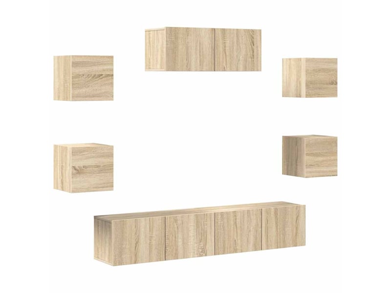  Ensemble de meubles tv 7 pcs chêne sonoma bois d'ingénierie shl25660  - Conforama A