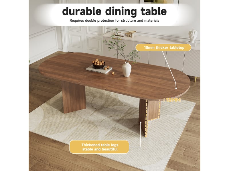  Table à manger extensible 160200 x 90 cm - 4 à 8 personnes - coins arrondis - noyer  - Conforama E