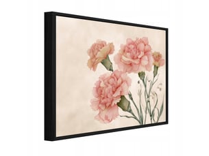 Tableau avec cadre impression sur toile fleurs clous de girofle rose - 90x60 cm - tableau avec cadre chambre et salon