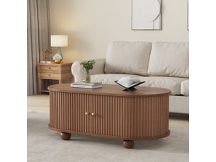 Table basse ovale coloris bois foncé <strong>ATELIER CONFORTIEL</strong> <strong></strong> - 50 cmx100 cm