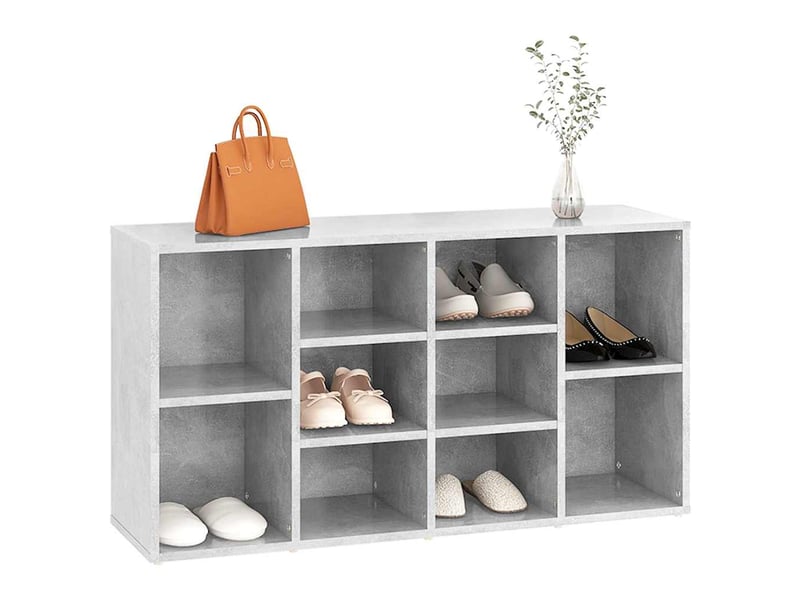  Banc à chaussures, meuble à chaussures gris béton 103x30x55 cm bois d’ingénierie  - Conforama C