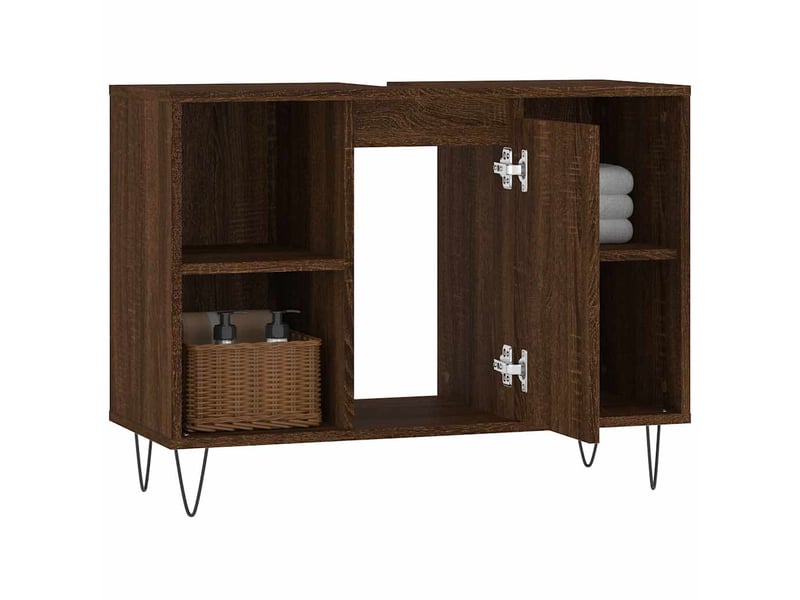  Meuble salle de bain rangement, commode chêne marron 80x33x60cm bois d'ingénierie shl2282  - Conforama D