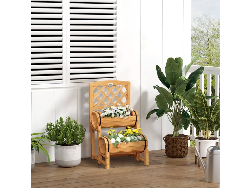 Jardinière surélevée rustique avec treillis 45x45x80 cm – jaune – 2 bacs de plantation pratiques - Conforama B