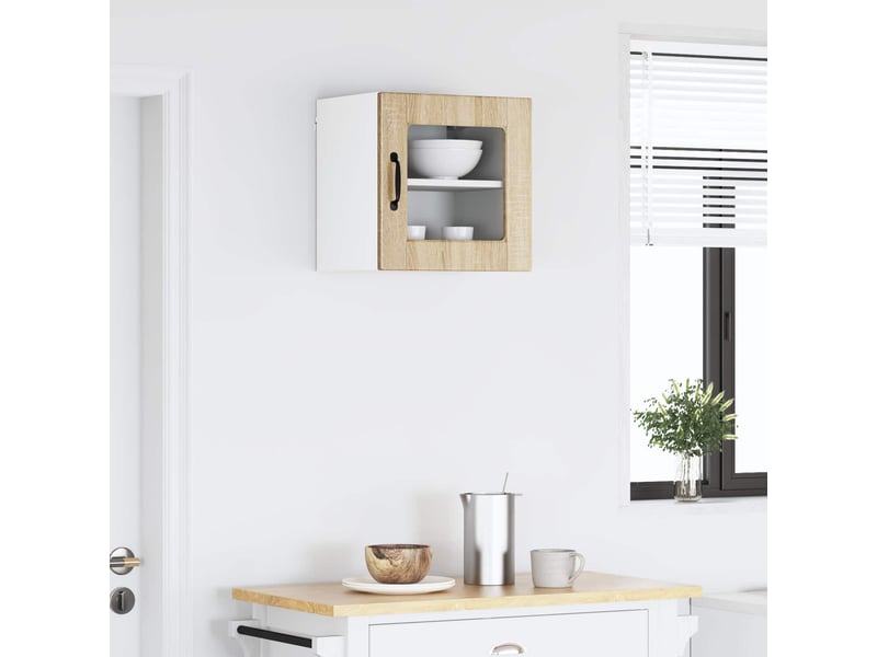  Meuble mural de cuisine, cabinet en verre mural chêne sonoma 40x31x40cm shl7525  - Conforama D