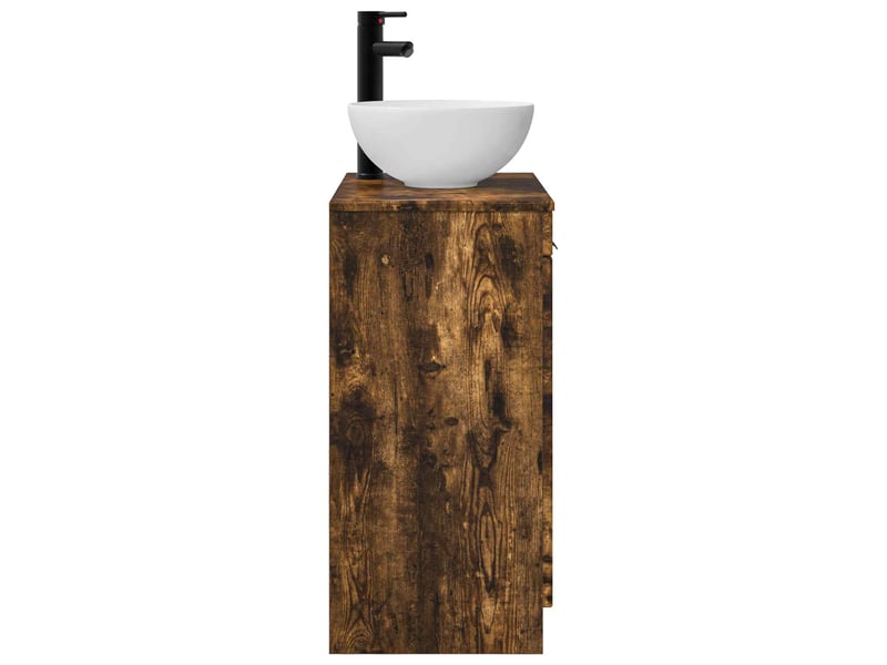  Meuble salle de bain avec évier, meuble de rangement chêne fumé 54x35x83 cm shl1884  - Conforama E