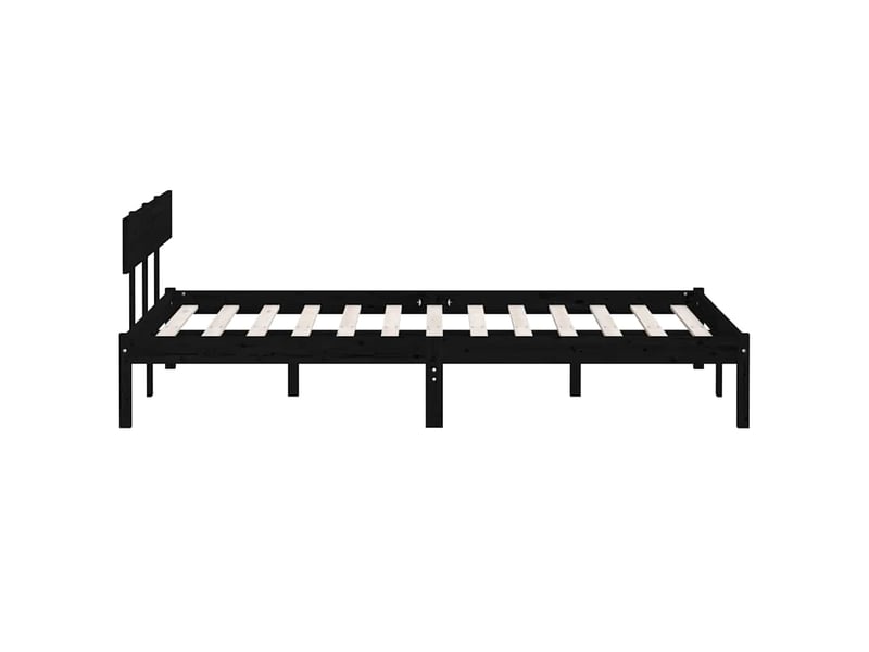  Lit double- lit adulte -  cadre de lit sans matelas noir bois de pin massif  - Conforama D