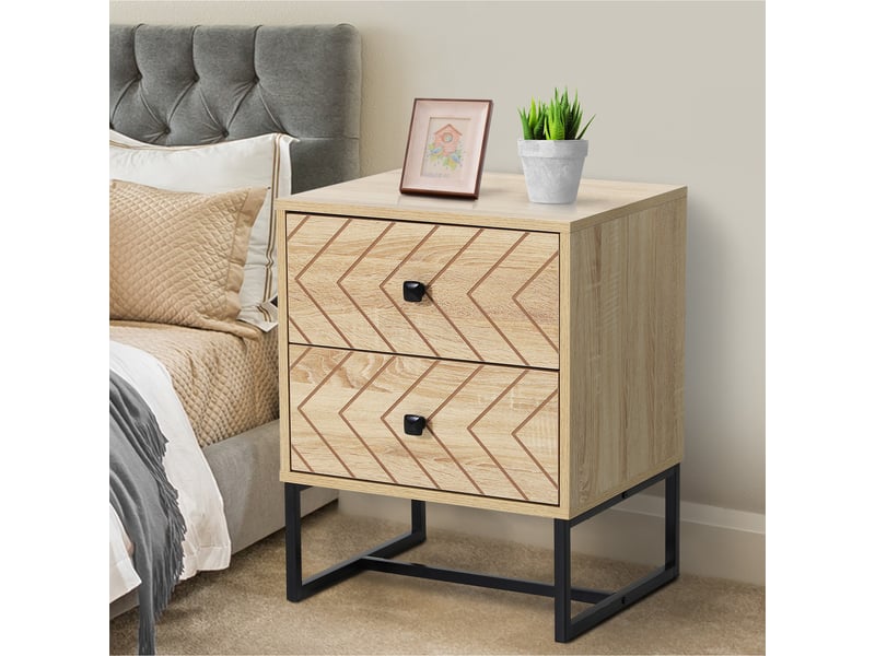  Table de chevet à 2 tiroirs, commode en bois pour chambre à coucher, rangement penderie 48 x 39,5 x 60 cm  - Conforama D