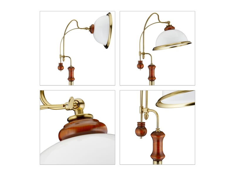  Lampe sur pied déco style art nouveau salon chambre 150 x 30 x 30 cm abat-jour inclinable en bois marron 13_0004119  - Conforama C