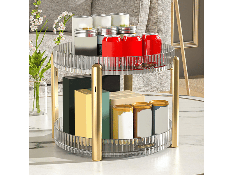 Support de rangement transparent à 2 niveaux pour maquillage, organiseur de comptoir multifonctionnel pour cosmétiques, pour la maison et la chambre - Conforama B