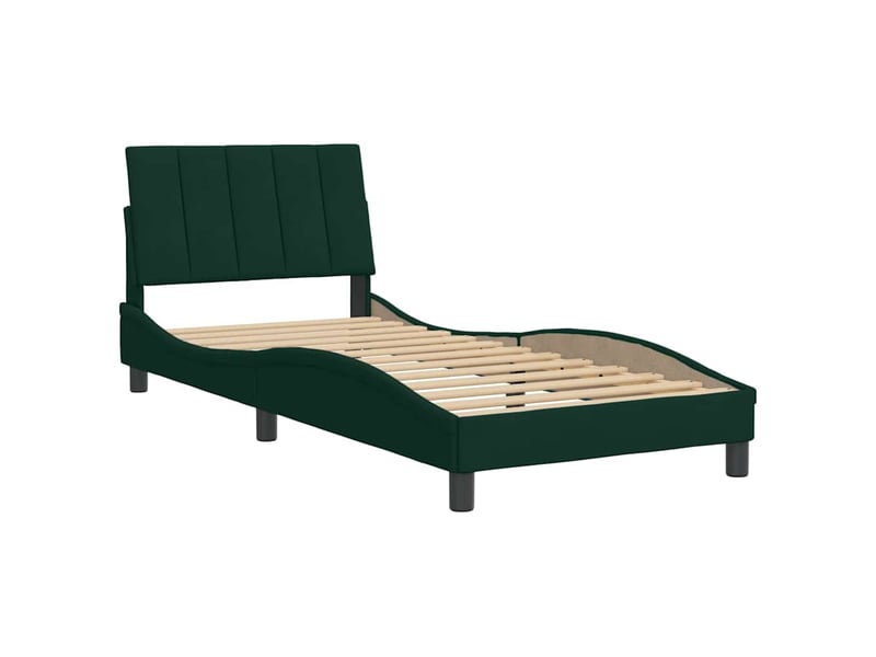 Lit simple- lit adulte -  cadre de lit sans matelas hanko vert foncé 90x200 cm velours  - Conforama B