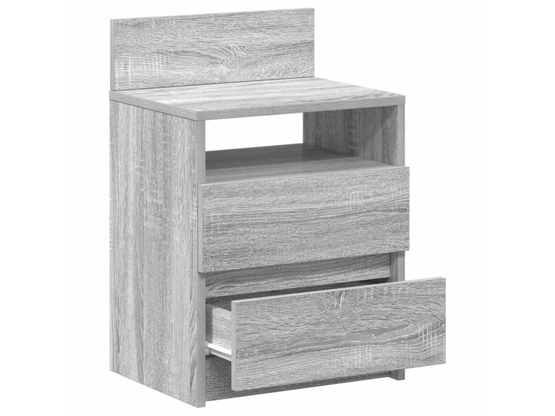  Tables de chevet 2 pièces avec 2 tiroirs gris sonoma 40x33x60 cm  - Conforama E
