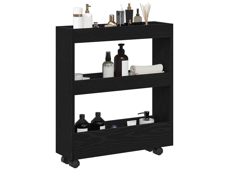  Chariot de rangement étroit pour bureau chêne noir 60x18x70 cm  - Conforama C