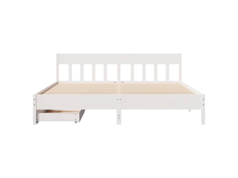  Lit double- lit adulte -  cadre de lit sans matelas blanc 180x200 cm bois massif de pin  - Conforama C