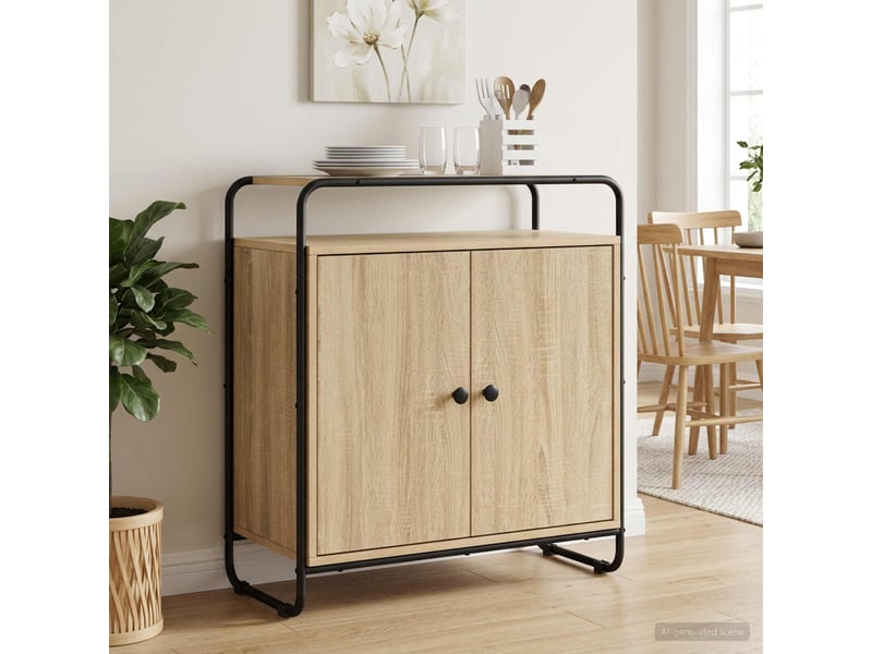 Buffet salon, buffet de rangement chêne sonoma 68x35x75 cm bois d'ingénierie shl91544 - Conforama B