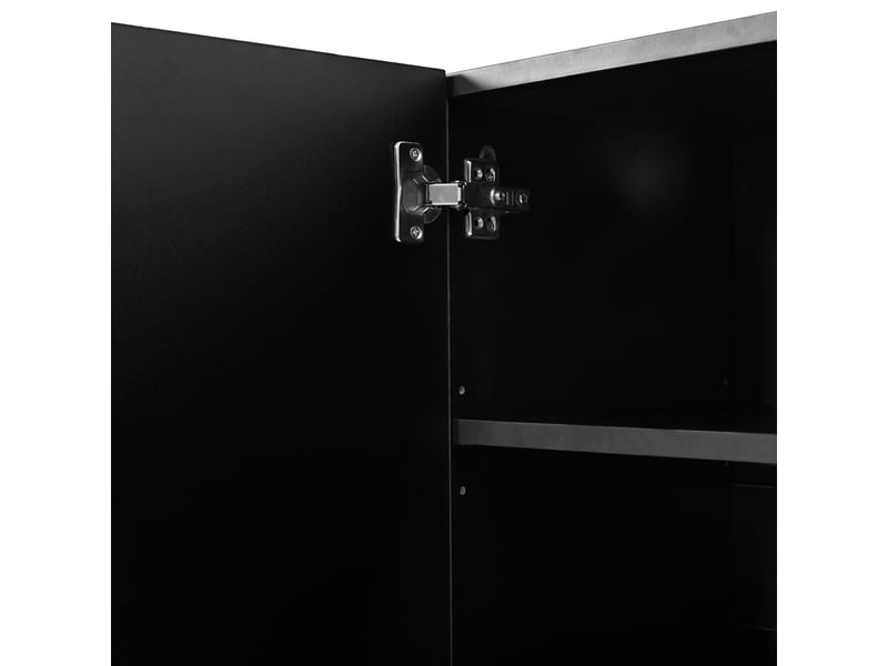  Buffet noir moderne 120x80cm, meuble de rangement 3 portes avec étagères réglables et pieds dorés en métal pour salon  - Conforama E