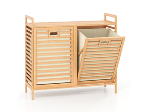 Panier à linge à 2 compartiments 80 x 30 x 72 cm rangement facile design moderne en bambou naturel 20_0018358