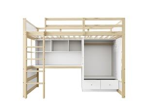 Lit mezzanine 90x200 cm <strong>RAUMIO</strong>  <strong></strong> coloris naturel